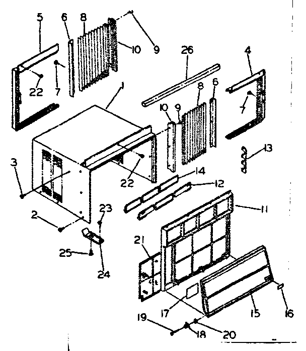 Cabinet and front parts