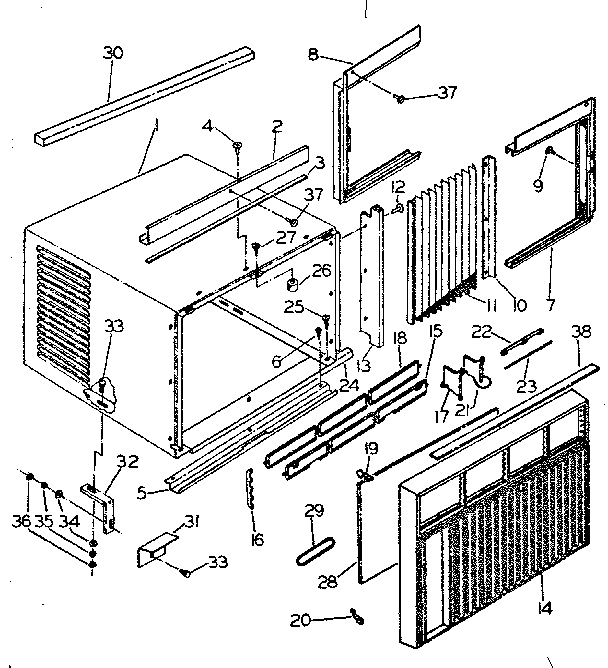 Cabinet and front parts