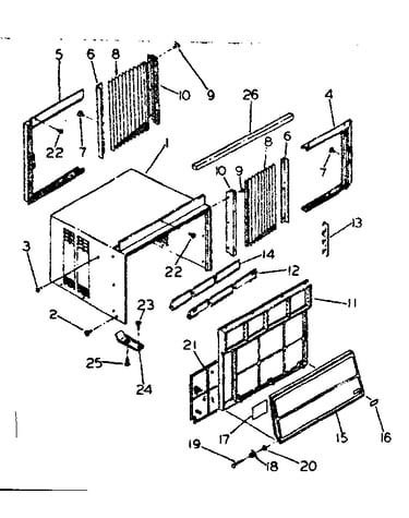 Cabinet and front parts