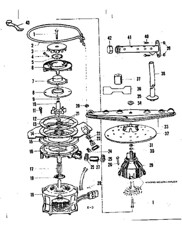 Motor, heater, and spray arm