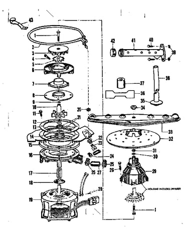 Motor, heater, and spray arm