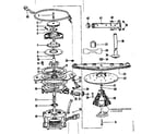 Kenmore 587720411 motor, heater, and spray arm diagram