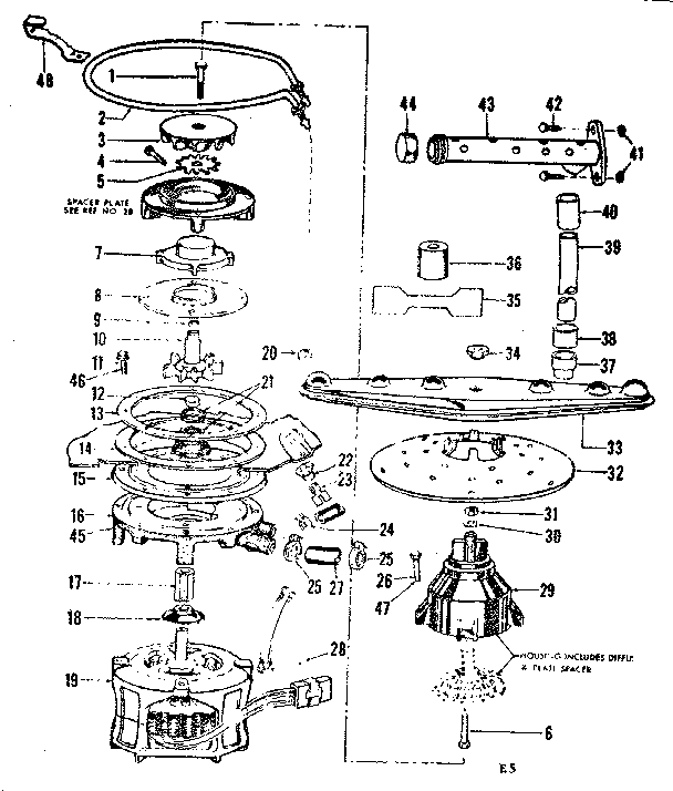 Motor, heater, and spray arm