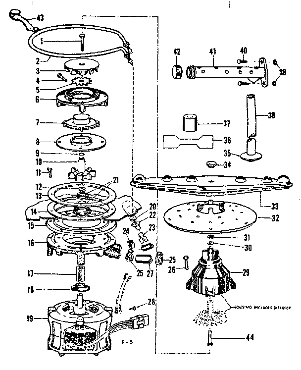 Motor, heater, and spray arm