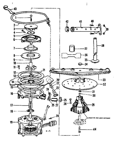 Motor, heater, and spray arm