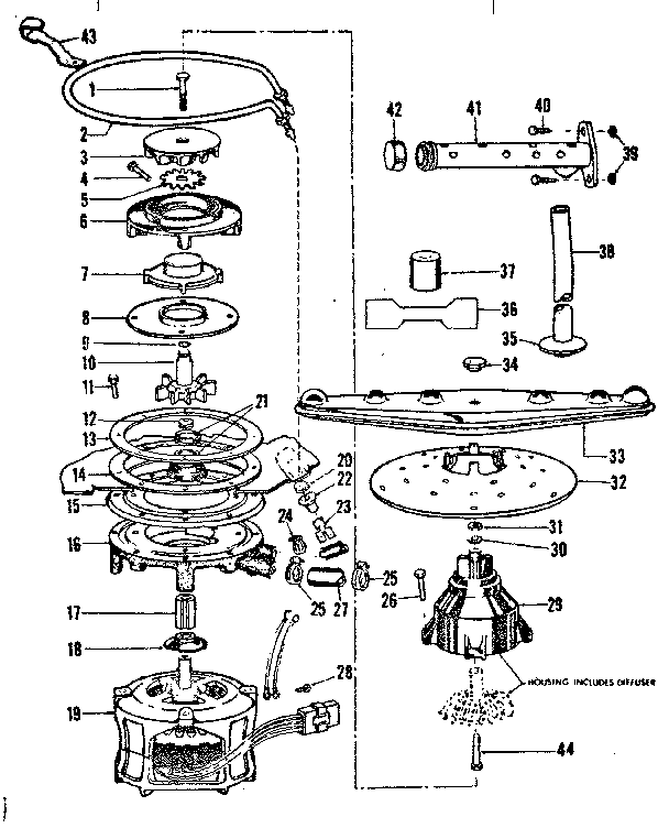Motor, heater, and spray arm details