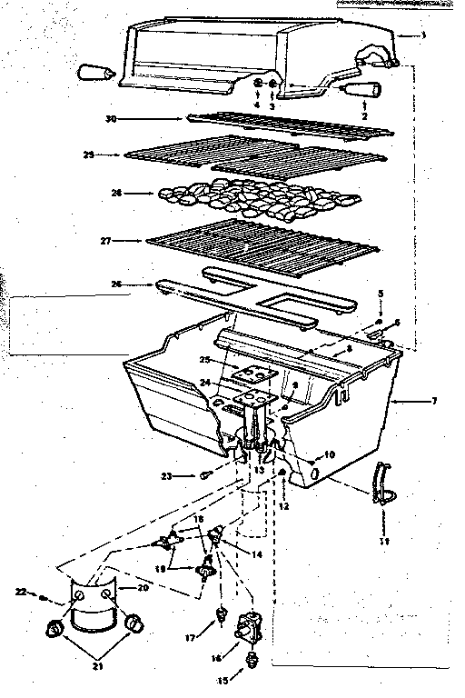 Grill and burner section