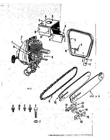 Engine / chain and guide bar