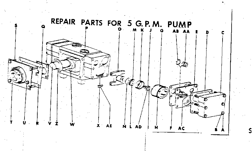 Repair parts for 5 g.p.m. pump