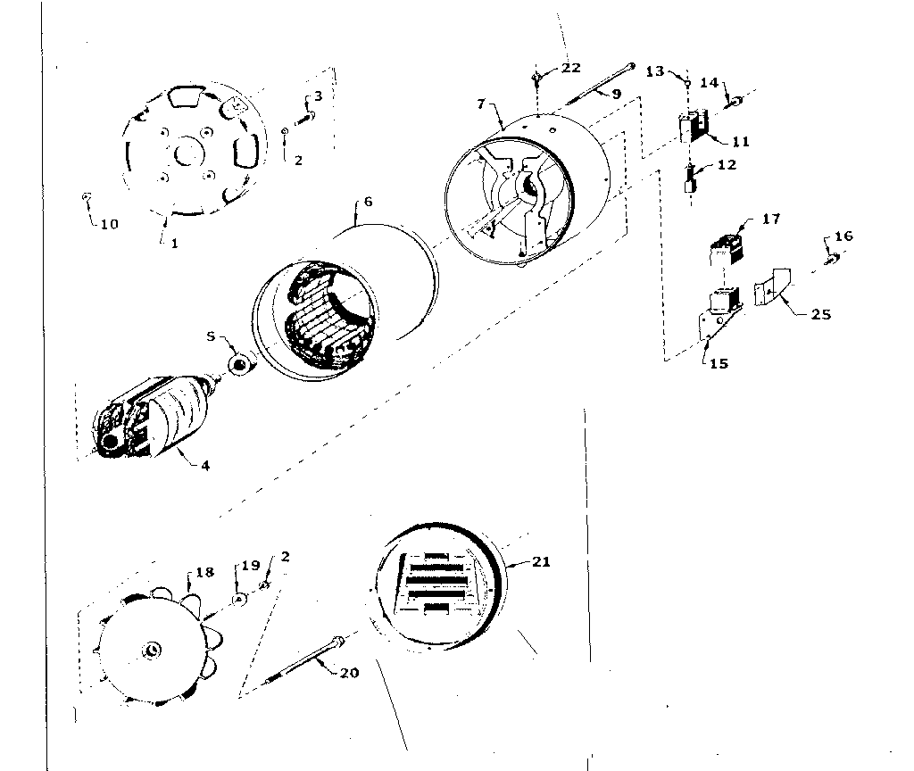 Rotor and stator assembly