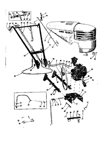 Engine, handle and hitch assembly