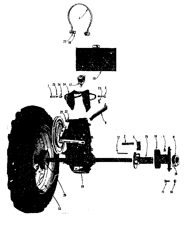 Hubs, wheels and fuel tank assembly