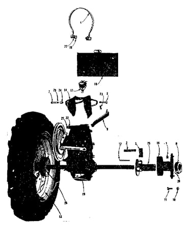 Hubs, wheels and fuel tank assembly