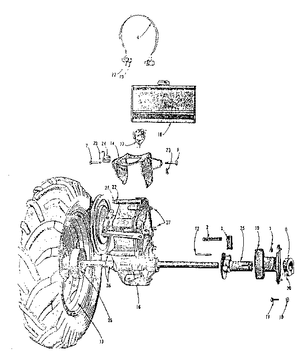 Hubs, wheels and fuel tank assembly