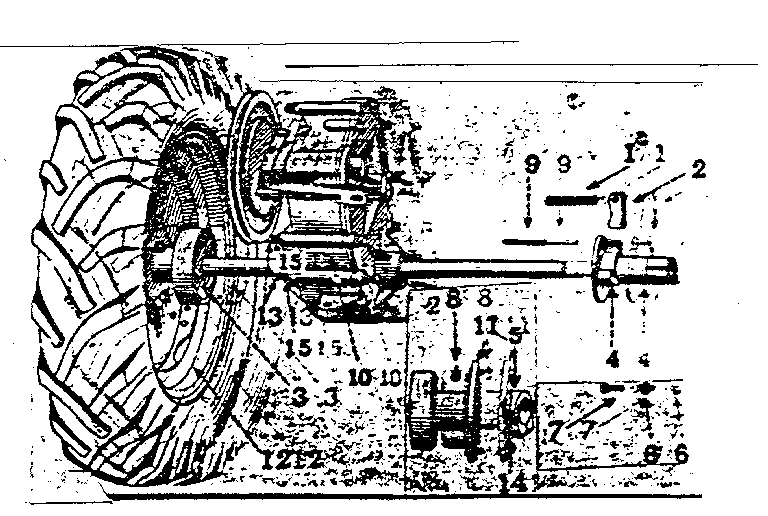 Hubs, wheels and fuel tank assembly