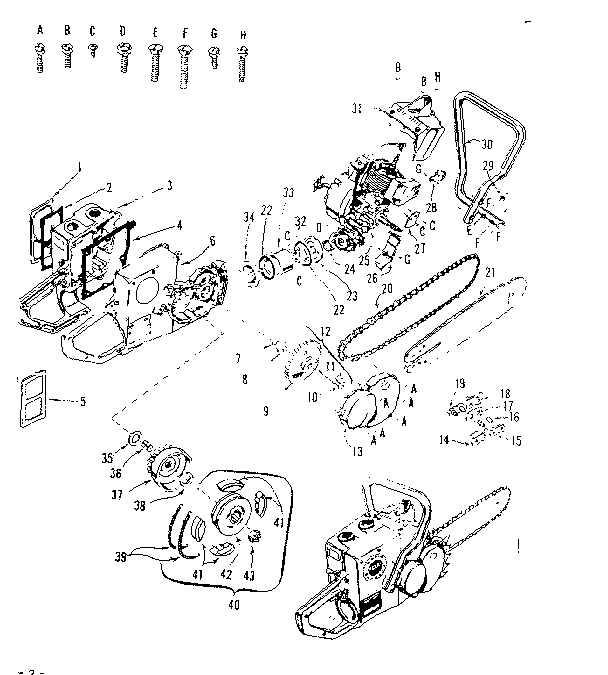 Engine/ chain and guide bar