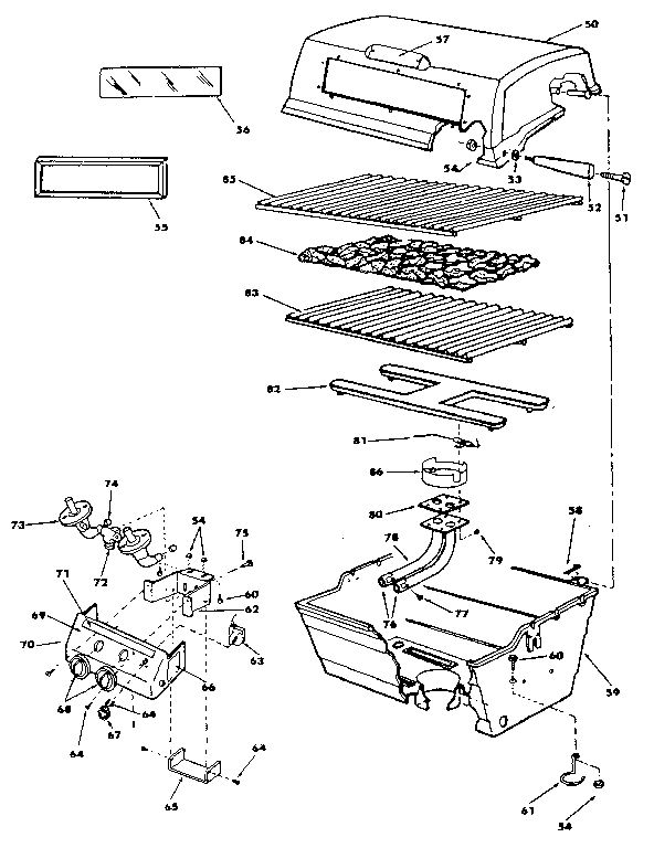 Grill and burner section