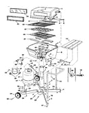Grill, burner section and cart