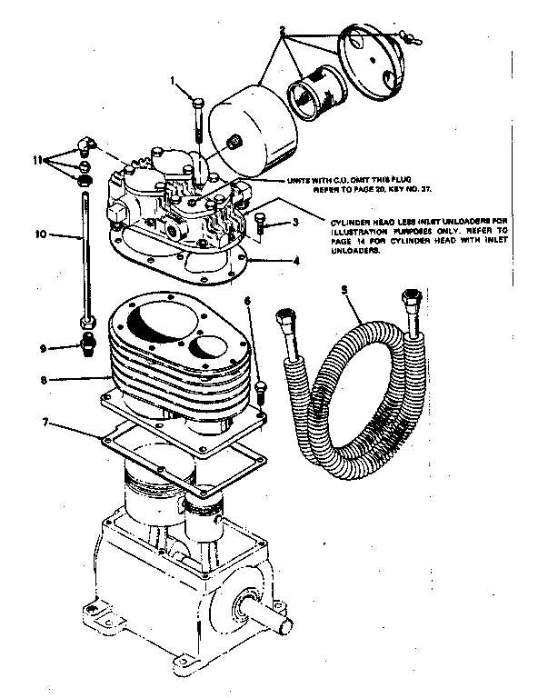 Inlet filter silencer, cylinder and intercooler assembly