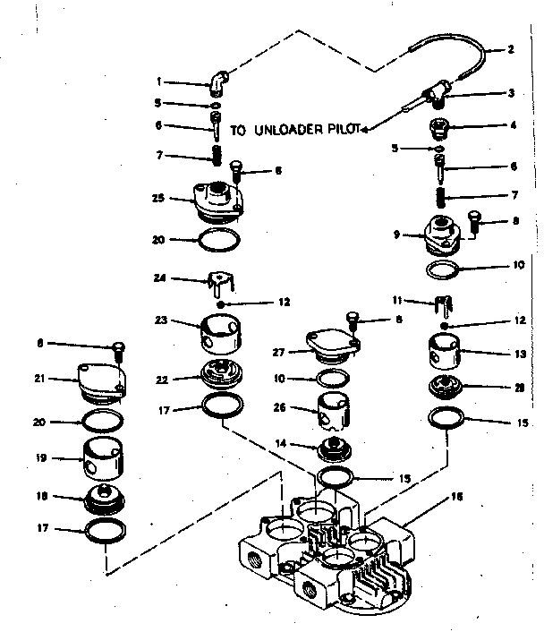 Cylinder head and inlet valve unloader assembly detail