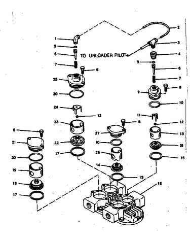 Cylinder head and inlet valve unloader assembly detail