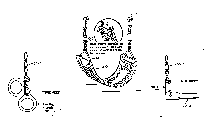 GYM RING INSTALLATION SWING ASSEMBLY NO. 18 AND TRAPEZE BAR