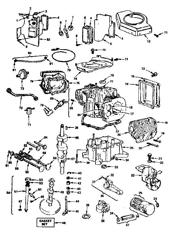Cylinder, crankshaft and engine base group