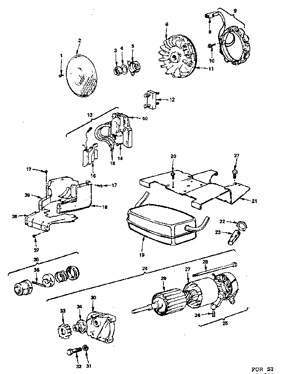 Alternator and starter motor group