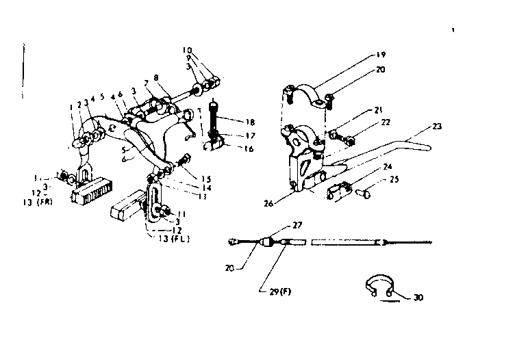 Front rear caliper hand brake