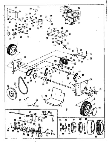 Engine and wheel assembly