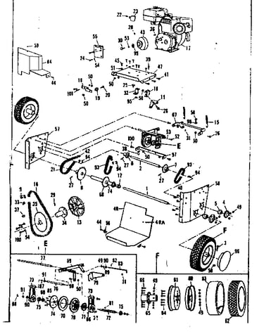 Engine and wheel assembly