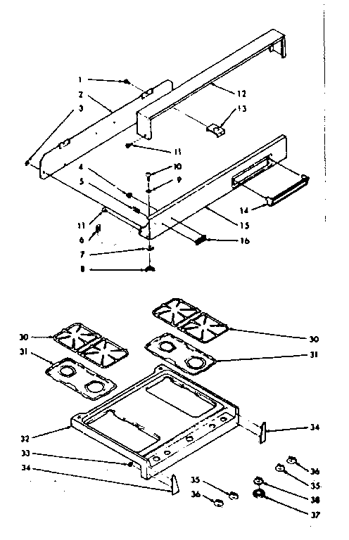 Backguard and main top section