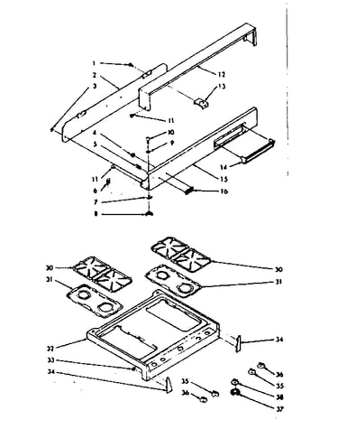 Backguard and main top section