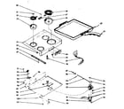 Kenmore 1039336700 main top section & optional set-on griddle diagram