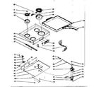 Kenmore 1039336761 main top section and optional set-on griddle diagram