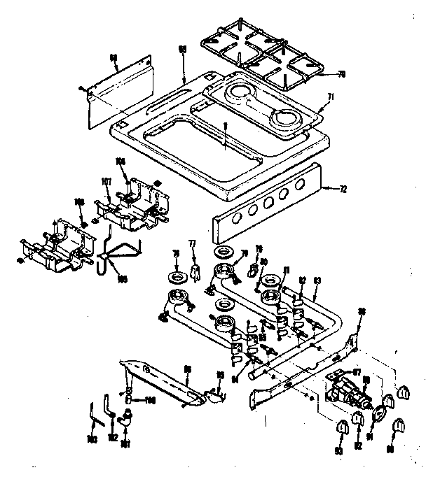Top burner section
