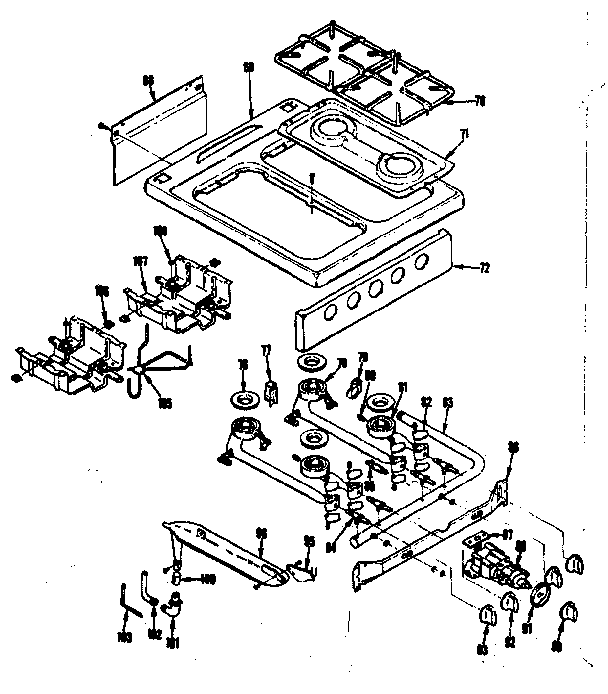 Top burner section