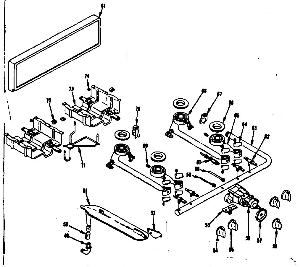 BACKGUARD AND TOP BURNER SECTION