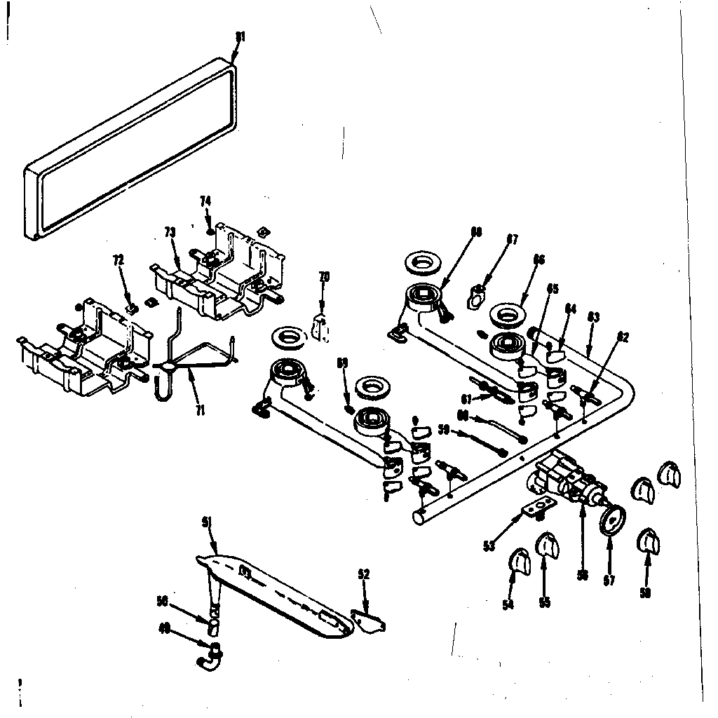 Backguard and top burner section