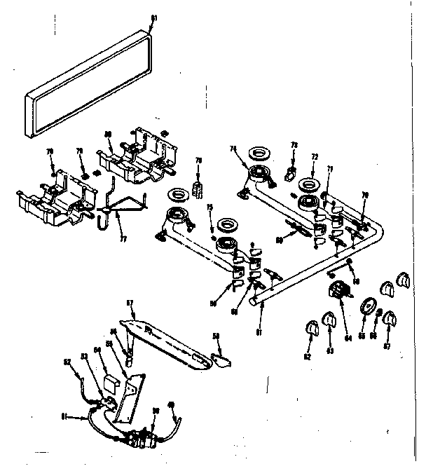 Backguard and top burner section