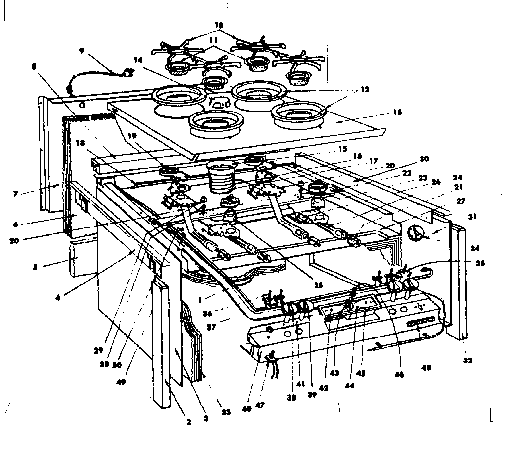 Top section and outer body parts list