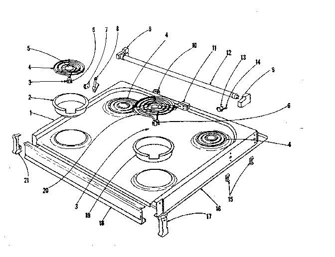 Cook top section
