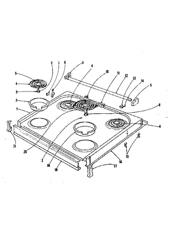 Cook top section
