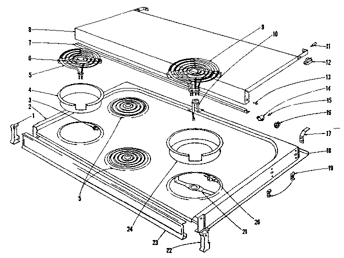 Cook top section