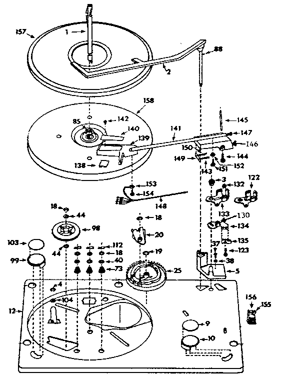 Parts above baseplate