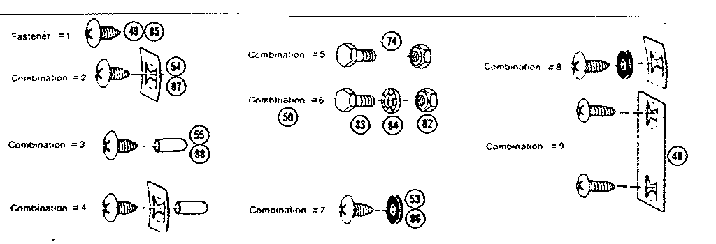 Fastener combinations