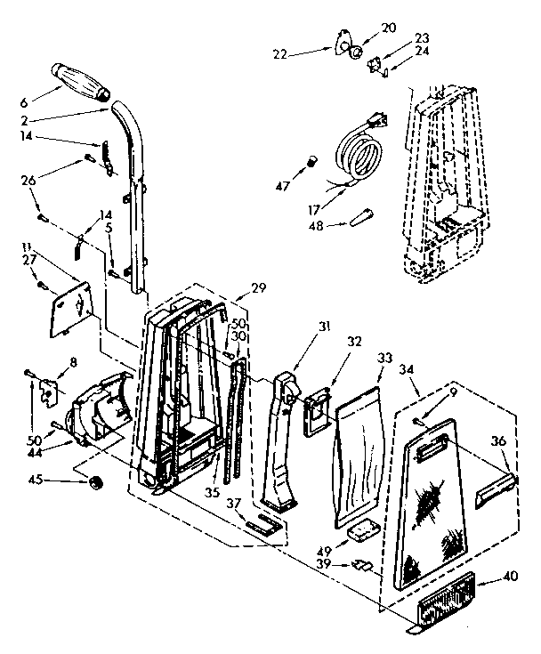 Handle and bag housing
