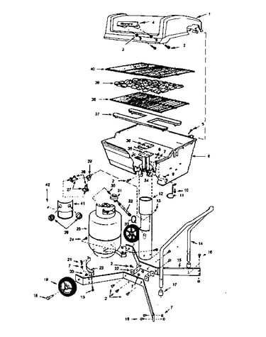 Grill, burner section & cart