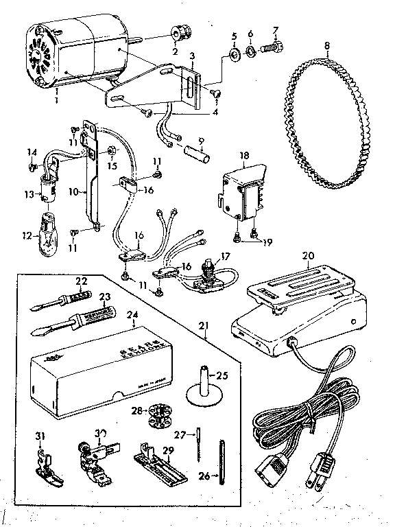 Motor and attachment parts