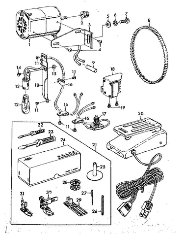 Motor and attachment parts